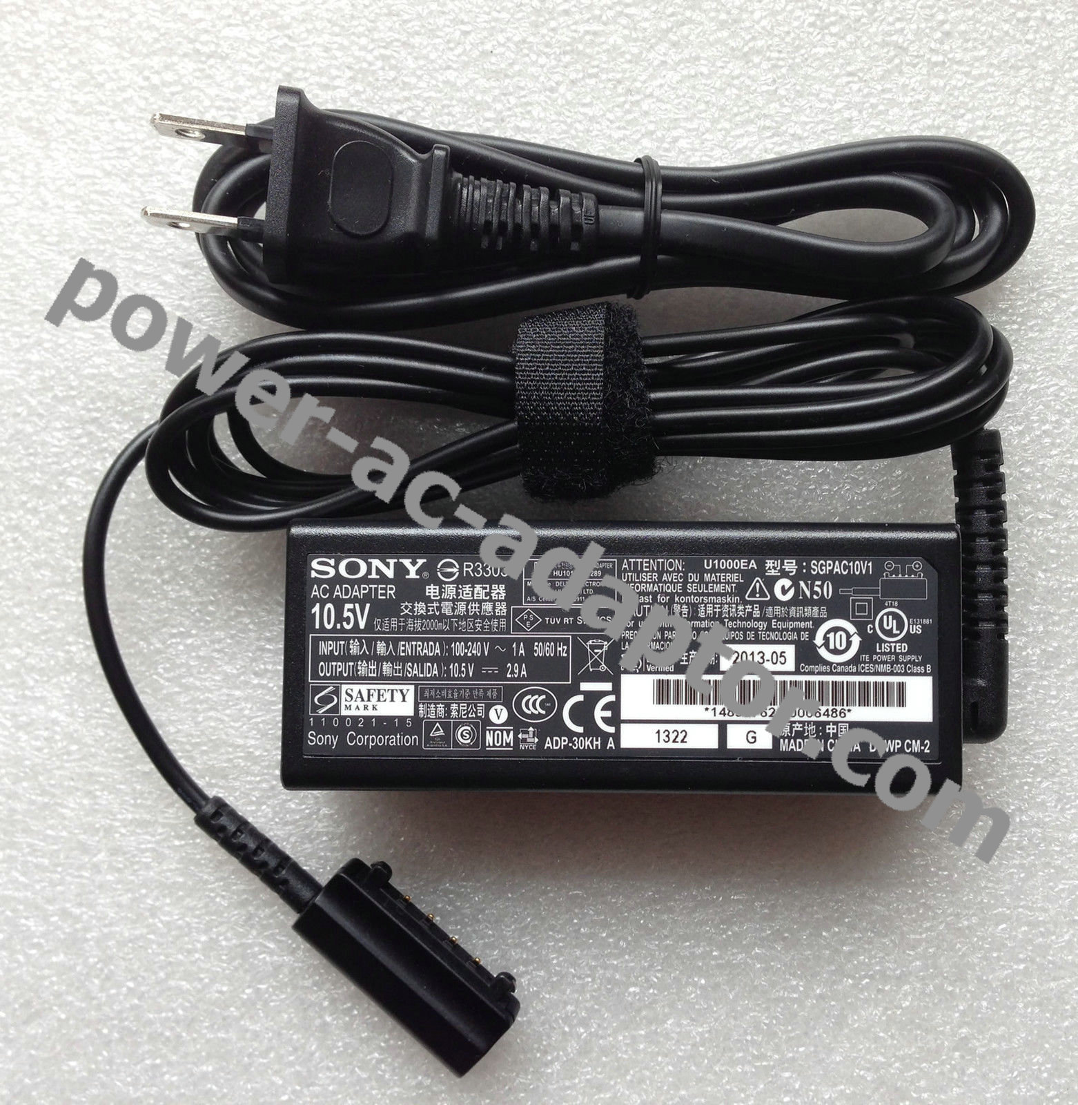 Genuine Sony Xperia Tablet SGPT111ATS SGPAC10V1 AC Adapter Cord - Click Image to Close